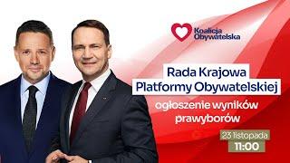 Rada Krajowa PO - ogłoszenie wyników prawyborów, 23.11.2025 godz. 11:00