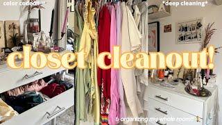 BIG closet clean out| *color coded*, deep cleaning, decluttering & organizing my whole room (2023)