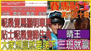 【賽馬貼士提供】2024年9月28日 沙田 (第六至十場) 今呢幾隻馬擺明車馬  貼士呢幾隻睇住食!!! 晴王 三班就贏!!! #賽馬貼士 #賽馬 #賽馬投注 #賽馬分析