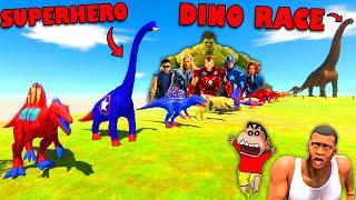 SUPERHERO DINO RACE in ARBS | HULK, SUPERMAN, SPIDERMAN, CAPTAIN AMERICA in Animal Revolt Battle Sim