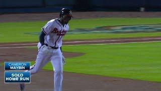 NYM@ATL: Maybin hits a leadoff home run to center