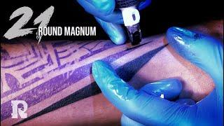 Tattoo Real-Time video Tattooing using 21 round magnum