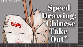 Atelier Digital|| Ep. 10: Chinese Take-Out || Digital Food Art || #art #new #speeddrawing