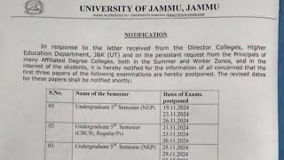 Jammu University Exam Date ..UG 3rd 5th ...Ist.  ..2024 ..