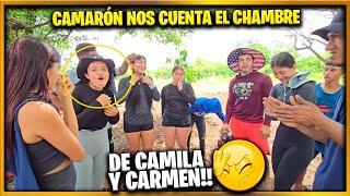 Camila y Carmen se habian peleado. Las Jrs le hacen burla a Camaron porque no come frijoles.