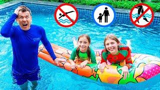 Dad Shows The Rules Of Pool Safety