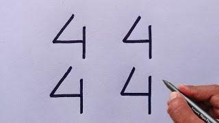 How to draw dog from number 4444 | Easy dog drawing for beginners | Dog drawing tutorial