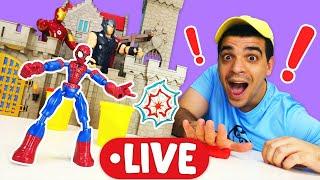  Le avventure di Helpman e Spiderman in diretta! Supereroi giocattolo. Giochi per bambini LIVE