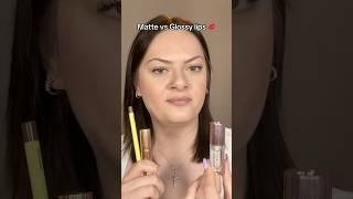 Matte vs glossy lips #lipcombos #lipcombotutorial #mattelips #glossylips #mattelipstick #lipliners