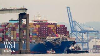 Containership That Hit Baltimore Bridge Refloated and Moved | WSJ News