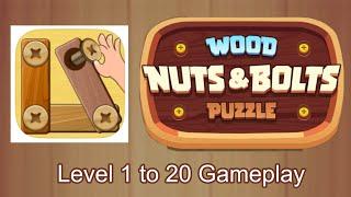 Wood Nuts & Bolts Puzzle Level 1 to 20 Gameplay