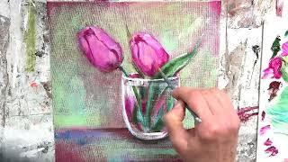 How to Paint Tulips/Acrylic painting/MariArtHome