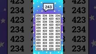 Can you find 243 in the cloud of 234 & 423 #iq #iqtest #braintest #virqlshorts #trendingshorts