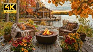 Escape to Autumn Bliss by the Lake: Crackling Fire Pit & Gentle Water Sounds and Relax Nature Sounds