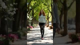 [AI GIRLS] Woman walks on park alley #aigirl #aigenerated #aigirlmodel