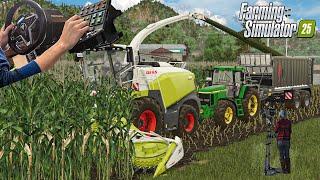 FS25- Steering Wheel gameplay at maize silage harvest | Realistic on Farming Simulator 25