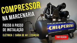 Como Instalar um Compressor Trifásico na Marcenaria - Passo a passo COMPLETO | Layout Episódio 02