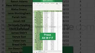 Freeze Rows and Columns  #excel #msexcel #myexcelonline #shorts