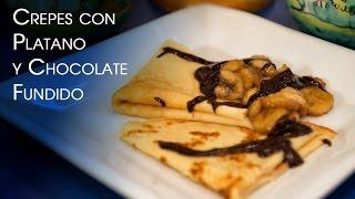 Crepes con Chocolate Fundido y Bananas Caramelizadas