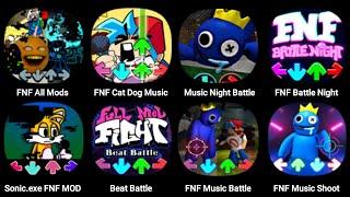 FNF Sliced but Everyone Sings it, FNF Cat Dog, Sonic.exe FNF, Music Night Battle, FNF Battle Night