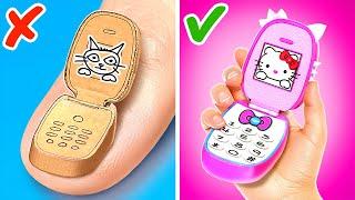 DIY Barbie’s Hello Kitty Flip Phone!  Cute Doll Crafts & Fun Makeover Hacks You’ll Love!