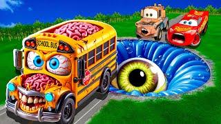 ZOMBIE Pit Transform In Beast Lightning McQueen & Big & Small Pixar Cars! Beam.NG Drive!