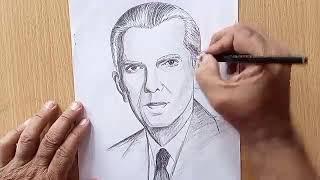 how to draw Muhammad Ali Jinnah by art channel 20k