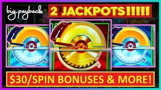 6 BUZZ SAWS TWICE → 2 JACKPOTS!!! Huff N' Even More Puff Slots!