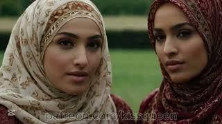 Exotic Women wearing Hijabs Passionately Kiss | Lesbians Kissing Video