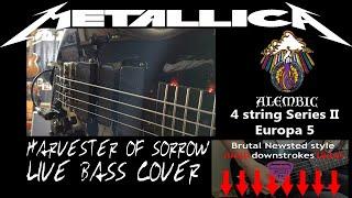 Harvester of Sorrow live bass cover, 4 string Alembic Series II Europa 5 Newsted style downstrokes!