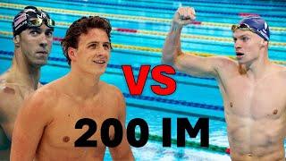 Michael Phelps & Ryan Lochte VS Leon Marchand: 200 IM | Side By Side Comparison