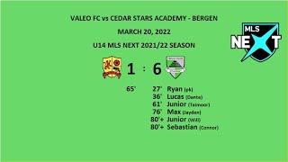 CSA BERGEN U14 MLS NEXT vs VALEO FC 032022