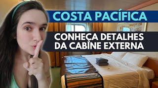 CABINE EXTERNA DO COSTA PACÍFICA | Tour completo pela cabine do meu cruzeiro de travessia