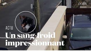 French Gendarmes capture a gun carrying madwoman