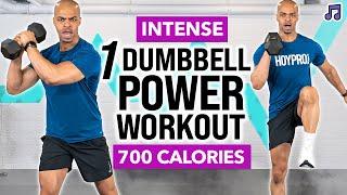 One Dumbbell ONLY! Standing Full Body POWER HIIT Workout (BURN 700 CALORIES IN 40 MINUTES)