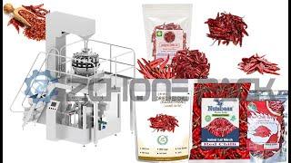 Dry pepper packaging machine: automatic granule packaging machine + multi-head weigher