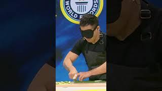 Blindfolded cucumber speed slicing - Chef Wallace Wong - Guinness World Records