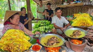 Bánh Xèo Măng Tôm Thịt, Củ Sắn | Hương Vị Bánh Quê Con Cháu Đông Vui || Meat-toned pancakes