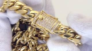 CZ Diamond Lock Cuban Chain 12MM Gold Steel | Hip Hop Jewelry