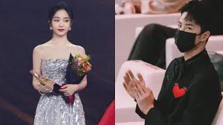 Wang Yibo reaction  over Seven Tan receive Enterprising actress Award of the year at Weibo Night.