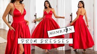 Homrain 2022 Spaghetti Straps A Line Red Prom Dress