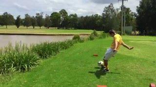 Footgolf hole in one over the water... almost