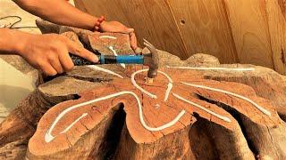 Amazing Extremely Creative Woodworking You've Never Seen Discarded Wood Stumps // Art Outdoor Table