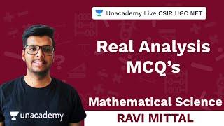 MCQs on Real Analysis | Mathematical Sciences | Unacademy Live - CSIR UGC NET | Ravi Mittal