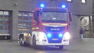 [WLF OHNE AB! + GEWITTER] Wechselladerfahrzeug der Feuerwehr Bielefeld auf Einsatzfahrt