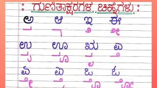 Kannada Gunitaksharagalu Matra/Chinney ಕನ್ನಡ ಗುಣಿತಾಕ್ಷರಗಳ ಚಿಹ್ನೆಗಳು Kannada ಗುಣಿತಾಕ್ಷರಗಳು