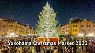 Yokohama Christmas Market 2023 &  Illuminations Walking Tour - Kanagawa Japan [4K/HDR/Binaural]