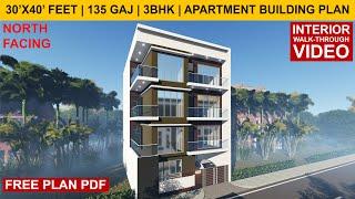 30'X40' FEET MODERN HOUSE PLAN | 3BHK APARTMENT | 135 GAJ | 1200 SQFT | HOME DESIGN | FLATS #PLAN