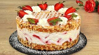 Incredibly fast: delicious cream cake with strawberries in just 5 minutes! 