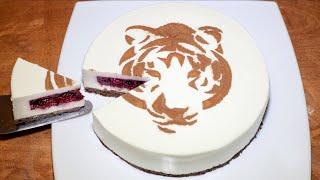Торт Тигр на Новый Год. Чизкейк без выпечки Тигренок. Новогодний Торт | Tiger No-Bake Cheesecake
